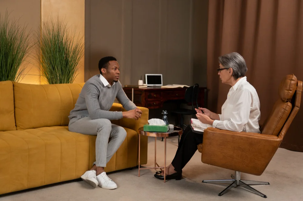 Therapist and client in an individual therapy session near Sugar Land, TX at Blueprint Mental Health